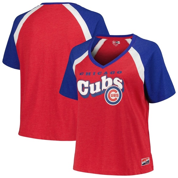 Women's New Era V-Neck Plus Size Raglan Chicago Cubs T-Shirt. Size 4X - Picture 7 of 7